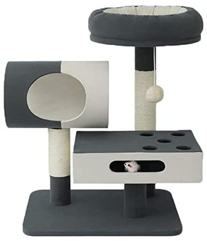 Katzen Kratzbaum, Moderne Katzenbaum Kletterturm mit Sprungplattform, 24 Zoll Sisal Katzenklettergerüst, Stabiler Katzenbaum Kratzbaum für Große Katzen