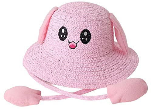Perfeclan Cappelli Da Sole, Orecchie Di Coniglio Parasole Cappello Di Paglia Cappello Di Protezione Solare Cotone Larga Cappellino Da Pescatore per Viaggio, Vacanza O Fare Una Passeggiata, ROSA