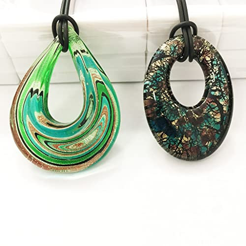 HXSCOO 2 uds Mezcla Colores Estilo Chino Diferentes Formas Cristal Murano Colgante Collar for Wonmen joyería Regalo (Color : 1)