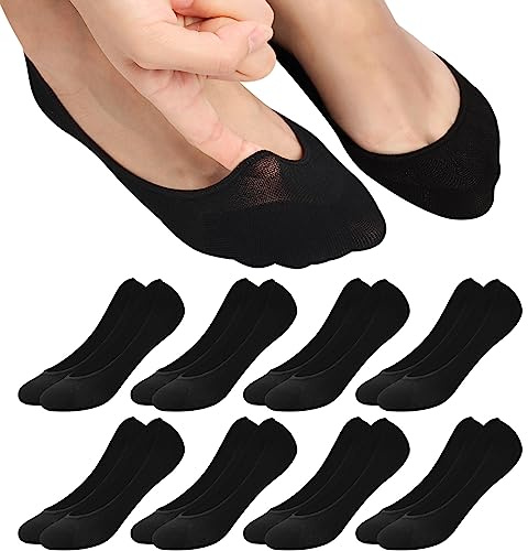 ILovDaisy Lot de 8 paires de chaussettes ballerines respirantes pour femme, 8 paires (8 noirs), 39-42