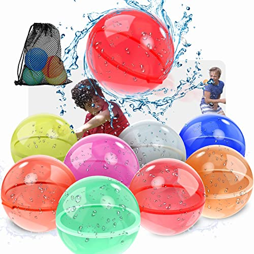 Wasserbomben Wiederverwendbar Selbstschließend Silikon-Wasserballons,Wasserspielzeug Kinder Outdoor Pool Spielzeug,Magic Reusable Water Balloon für Kinder Erwachsene Wasser Parteien (8 Stück)