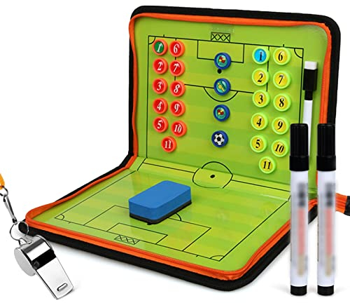 SIDID Tablero Tactico de Futbol con Cremallera Plegable, Magnéticas Tablero de Tácticas Portapapeles de Fútbol para Entrenador con Imanes Lapiceros y Goma de Borrar (Color : E)
