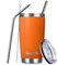 UsparkMC 20oz 550ml Tumbler Stainless Steel with Lid and Straw,Double Wall Vacuum Insulated Coffee Travel Mug for Hot & Cold,Reusable Cup,BPA Free, Orange