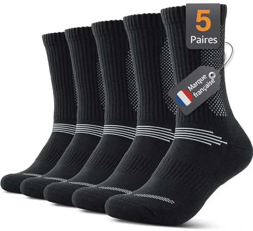 Alaplus Socken Herren 43-46, Sneaker Crew Socks Damen, Schwarz Arbeitssocken, Trekkingsocken Atmungsaktiv Sportsocken Gepolstert Baumwolle Laufsocken