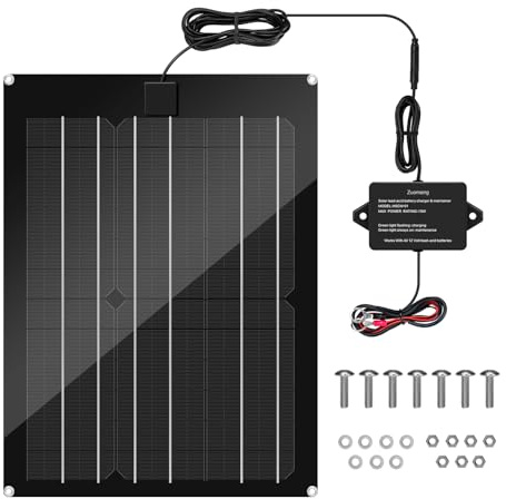 Zuomeng Solar-Batterie-Ladegerät, 15 W, Solarmodul-Set für Kippanhänger, eingebauter Wartungsimpuls und intelligenter MPPT-Laderegler, wasserdicht, geeignet für 12-V-Blei-Säure-Batterien