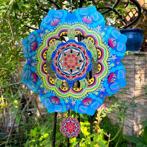 Dinoneyi Windspiel Outdoor Metall Meeresschildkröten 30,5 cm 3D Edelstahl Garten Skulptur 3D Wind Spinner Hängende Hof Garten Dekor Geschenke Indoor/Outdoor Decor