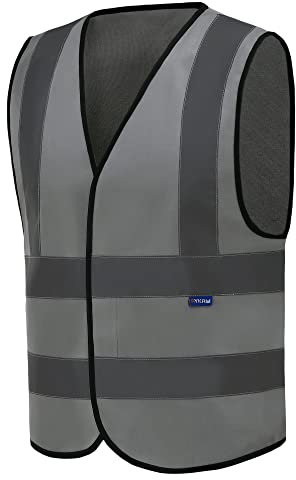 AYKRM Sicherheitsweste Warnweste Reflektierendes WarnschutzWeste Warnweste mit Reflektorstreifen Arbeitsweste Grau