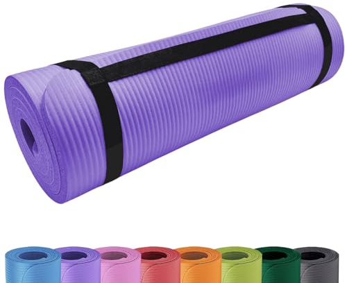 Deluxe Yogamatte Rutschfest und Gepolstert Tragegurt extra dick 15mm - Premium Gymnastikmatte mit Tragegriff für Zuhause und Draußen - auch als Isomatte oder Campingmatte 180 x 60,5 cm (Lila)