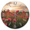 Kreative Feder Wanduhr „Mohnblumen-Feld“ aus Stein (Keramik) in Schiefer-Optik; Durchmesser 30cm; mit leisem Uhrwerk (Mohnblumen-Feld, leises Funkuhrwerk)