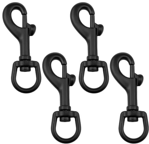 Xhziy 2.5 Inch Flag Clasp Clip Black Heavy Duty Swivel Eye Bolt Snap with Swivel Eyelet for Key Chain Flag Holder 4PCS