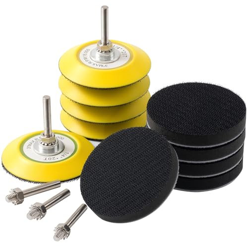 SANDPROX 5 Pack 3 Inch Hook and Loop Backing Pad with 1/4 Shank Sponge Blocks for Drill Sanding Finishing Polishing Buffing Pads