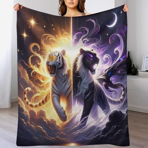 Fleece Decke Tiger, Kuschelweiche Flauschige Fleece Decke Für Couch, Sofa, Bett, Verdickte Warme Decke, Plüsch-Mikrofaserschläfchendecke,(130×150cm)