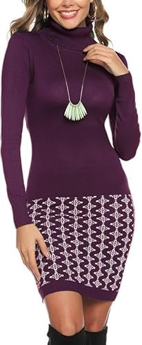 Gyabnw Vestito Donna Invernale Maglione Collo Alto Abito Casual Elegante di Vita Alta Tubino Lungo Aderente Maglia