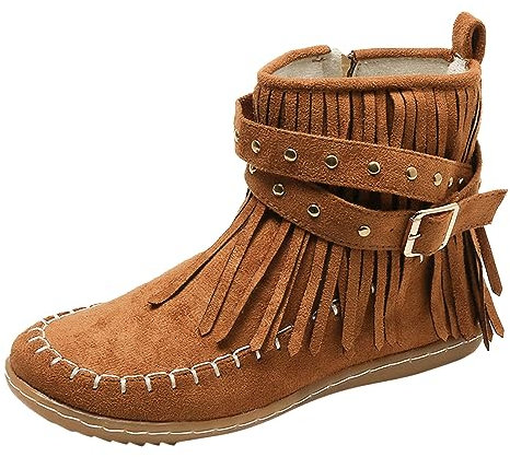 Stivaletti Invernali Donna Stivali Donna Alti Fino al Ginocchio di Jeans Traforato Stivaletti Donna Bassi Morbidi Chiari Primaverili Texani Marroni Stivaletti Texani Donna Bassi