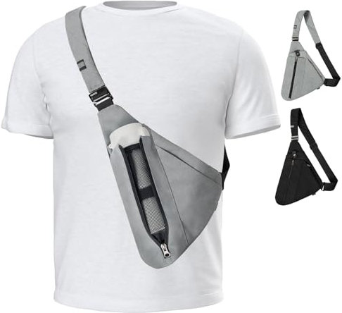 OSOCE Anti-Theft Crossbody Bag, RFID Sling Bag, Multi-Pocket Waterproof Shoulder Bag for Men, Easy to Carry Umbrella & Bottle. Stylish & Lightweight Crossbody Bag Travel, Daily Use, and Gifts（Grey）