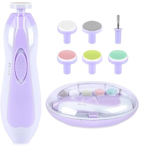 Tagliaunghie elettrico per bambini, 6 in 1, lima per unghie, set per la cura del bambino, set per manicure per bambini o adulti (viola)