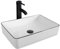YU YUSING Lavabo Vasque à Poser Rectangulaire en Céramique avec Ensemble de Robinets, Lave-Mains, pour Salle de Bain, Cuisine, WC d'invités, Blanc Moderne, 50.5 x 34x 10cm