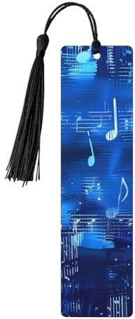 Blaue Lesezeichen mit Musiknoten, exquisite Holz-Lesezeichen für Frauen, ideales Geschenk für Buchliebhaber, Schwarz
