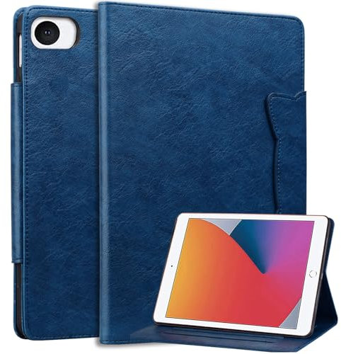 Bxithnr Funda para iPad Mini 5/4/3/2/1 7.9 Pulgadas Tablet Carcasa PU + TPU Cuero Flip Case Cover con Función de Soporte - Azul Militar