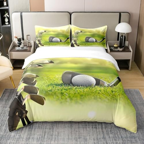 MDKLXIDF Bettwäsche 155x220 Golf 3 Teilig Atmungsaktive Bettbezug mit Reißverschluss, Weich Mikrofaser Bettwäsche-Sets für Kinder - 1 Bettbezüge und 2 Kissenbezug 80x80cm