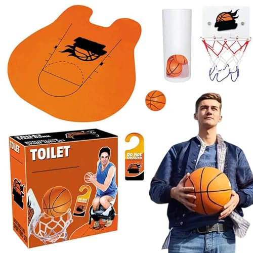 DAWCBVJQ Ensemble de basket-ball de toilette, jeu de basket-ball de toilette | Panier de basket intérieur | Panier de basket-ball d'intérieur interactif, ensemble de paniers de basket-ball intéressant