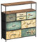 VEDECASA Cómoda con 8 cajones de tela, tocador bohemio, mueble de TV para dormitorio, aparador con placa de madera, cajones de tela, estructura de metal, para salón, dormitorio, pasillo
