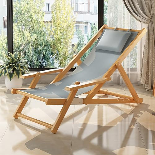 Klappbarer Chaiselongue für den Außenbereich, mit verstellbarer Rückenlehne und breiter Armlehne für Garten, Terrasse, Pool, Strand, Grundgröße
