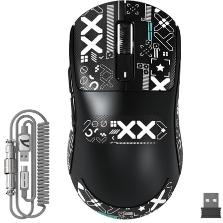 MAMBASNAKE ATTACK SHARK X3MAX 49g SUPERLIGHT Maus, PixArt PAW3950-Sensor, Bis zu 420000 DPI, 100M Klicks Optische Mikroschalter, BT/2,4G Kabellose/Kabelgebundene Gaming-Maus mit Spiralkabel,für PC/Mac
