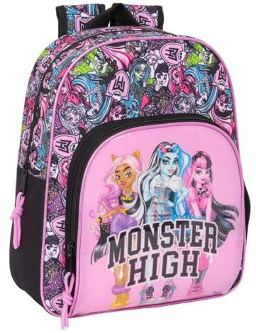 safta Monster High Drama, Kinderrucksack, ideal für Kinder verschiedener Altersgruppen, bequem und vielseitig, Qualität und Widerstandsfähigkeit, 28 x 10 x 34 cm, bunt, M, Casual