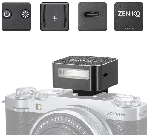 Zeniko ZF08 Mini flash Speedlite in alluminio, CCT 6500 K ± 200 K, luce flash per fotocamera Canon, Nikon, Sony, Fuji, Leica e altre fotocamere reflex con contatto singolo Hot Shoe (nero)