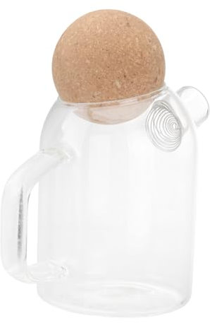 DECHOUS 1pezzi Brocca Vetro Spessa Con Tappo Sughero Teiera Trasparente Per Casa Contenitore Tè Freddo e Tè Sfuso Resistente e Facile Da Pulire