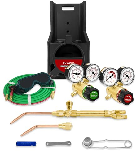 RX WELD Oxy-Fuel Welding and Cutting Torch Kit - Light Duty HVAC Brazing Set with Check Valves & Tote (Cylinders Not Included)