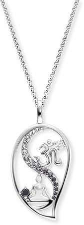 Engelsrufer Damen Halskette aus Sterling Silber mit Anhänger Yin Yang Tropfen – besetzt mit Zirkonia Steinen – in drei Längen verstellbar – Länge: 42+4+4 cm, ERN-YIYADROP-19-ZI