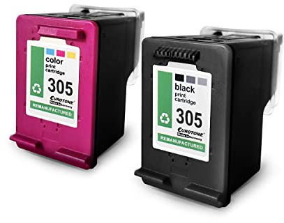 Eurotone Tintenpatronen 2X Druckerzubehör kompatibel für HP 305 Envy Pro 6430 e ersetzen 305BK, 305C Black + Color