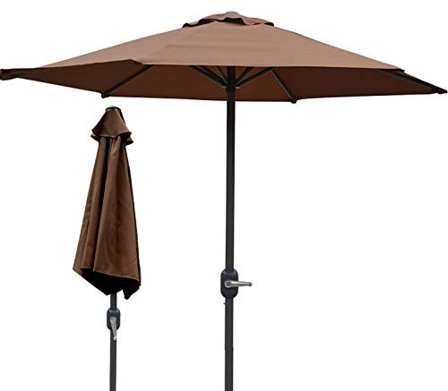 6.6' Outdoor Patio Umbrella, Garden Parasol Umbrella with Crank Handle, Sun Shade Umbrellas for Market/Beach/Backyard, Easy Setup, Tan