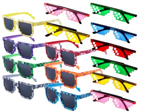 Kellegour Party Mosaik Brille,15 Pcs Magische Farben Party Brille,Mosaik Brille Party Sonnenbrille,Partybrillen,Bunt Kunststoff Sonnenbrille Set für Partyurlaub Dekoration Brille Masquerade(3 Stilen)