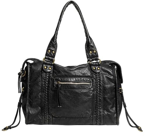 JIABAOZ Handtasche Damen Groß, Damen Hobo Handtasche Frauen Washed Leather Umhängetasche,Weiches Vintage-Veganes Leder, Geldbörsen, Vintage Handtaschen Tragetasche