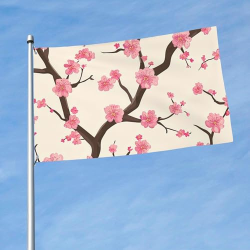 Willkommensflagge Kirschbaum-Weinlese-Blume Garten Flagge Hofschild Hofflagge Hochzeitsdekoration Outdoor-Flaggen Für Bauernhaus Feiertagsdekoration Clubs 90X150 CM