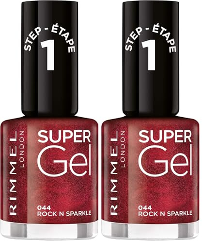 Rimmel London Super Gel Nail Polish, 044 Rock N Sparkle, 12 ml, Packaging May Vary (Pack of 2)