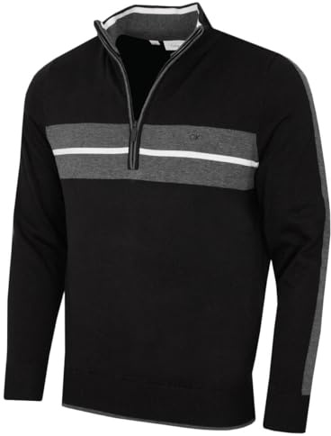 Calvin Klein Mens CK Vertex Half Zip Neck Sweater - Black - L