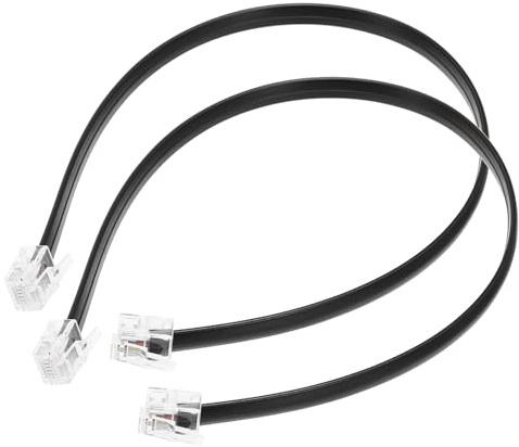 QUARKZMAN Telefonkabel 1ft Telefonleitung RJ12 6P6C Stecker Auf Stecker | 2er Pack Gerade Verdrahtetes Hörerkabel Für Zuhause Büro Schwarz