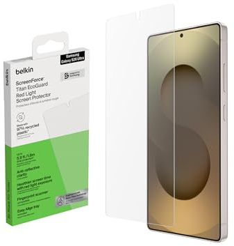 Belkin ScreenForce Titan EcoGuard Rotlicht Schutzfolie für Samsung Galaxy S26 Ultra, kratzfester Stoßschutz, Anti-Fingerprint, Ultradünne Displayschutzfolie mit Positionierungsrahmen, Screen Protector