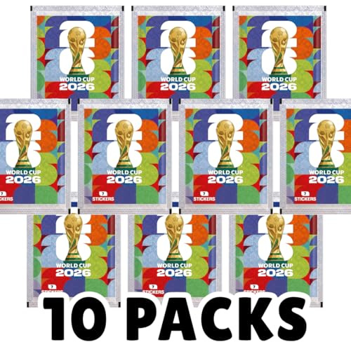10x World Cup 2026 Sticker Tüten – Insgesamt 70 Sticker, Original Versiegelt für Sammler & Fußballfans +Heartglobal Versandschutz