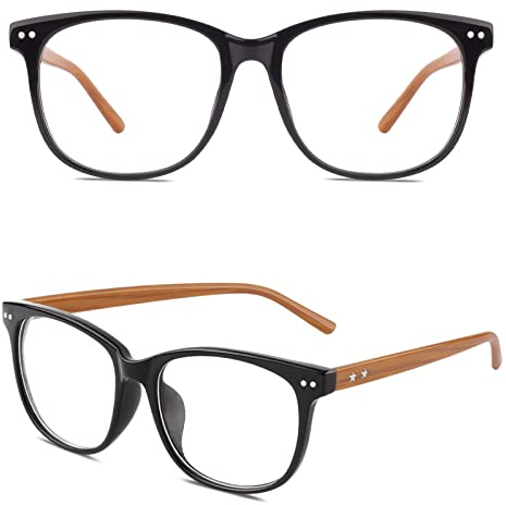 GQUEEN Hornbrille Brille Ohne Stärke Fake Brille Nerdbrille Damen Herren Großer Rahmen UV400,PE1