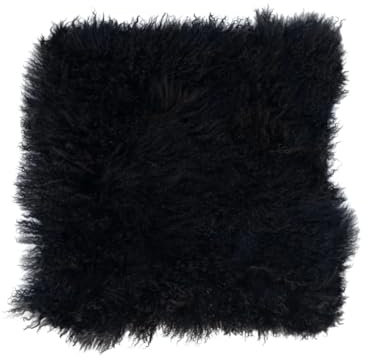 Naturally Sheepskins Tibet-Lammfell-Kissenbezug, Echtfell (40 x 40cm, Schwarz),