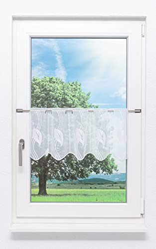 Plauener Spitze Scheibengardine Blatt (Bx H) 114.10cm * 30cm Weiß/weiß