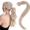 Easyouth Echthaar Zopf Extensions Pferdeschwanz Zopf Echthaar Extensions 50 cm 80g Farbe Aschblond Mix Gelb Clip in Zopf Extension Echthaar #18P613