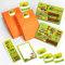 JuNa-Experten 12 Einladungskarten zum Kindergeburtstag Jumge Mädchen Abenteuer-Party/Schatzsuche/Outdoor incl. 12 Umschläge, 12 Tüten/orange, 12 Aufkleber, 12 Lesezeichen, 12 Blöcke