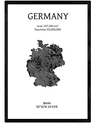 Nacnic Poster von Deutschland. Blätter von Ländern und Kontinenten. A3 Größe