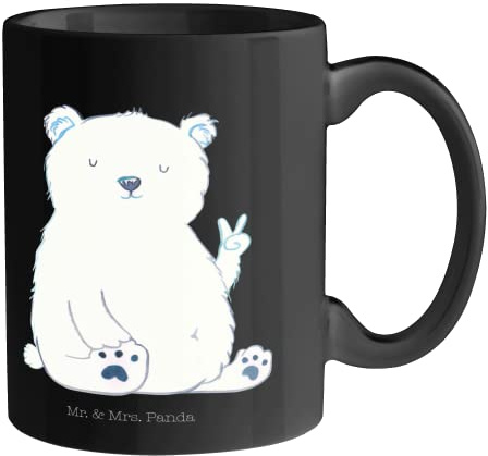 Mr. & Mrs. Panda Tasse Eisbär Faul - Geschenk, Teetasse, Porzellantasse, Bürotasse, Teddybär, Nordpol, Homeoffice, Teddy, Bürojob, Tasse mit Zitaten,